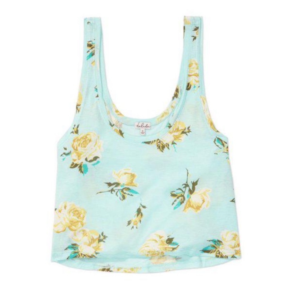 Aritzia Talula mint floral crop top